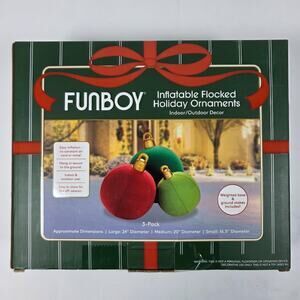 FUNBOY Inflatable Flocked Holiday Ornaments 3Pack Indoor Outdoor Christmas Decor